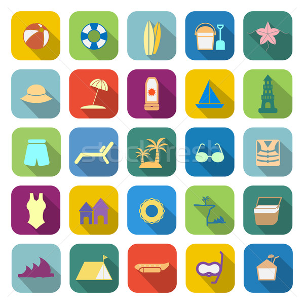 Beach color icons with long shadow Stock photo © punsayaporn