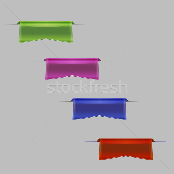 Set of Sleek Ribbons, web icons, template, label design Stock photo © punsayaporn