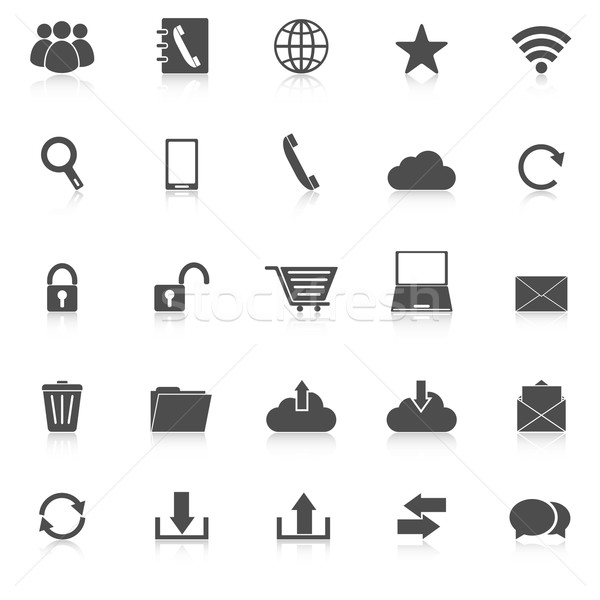 Stock photo: Communication icons with reflect on white background