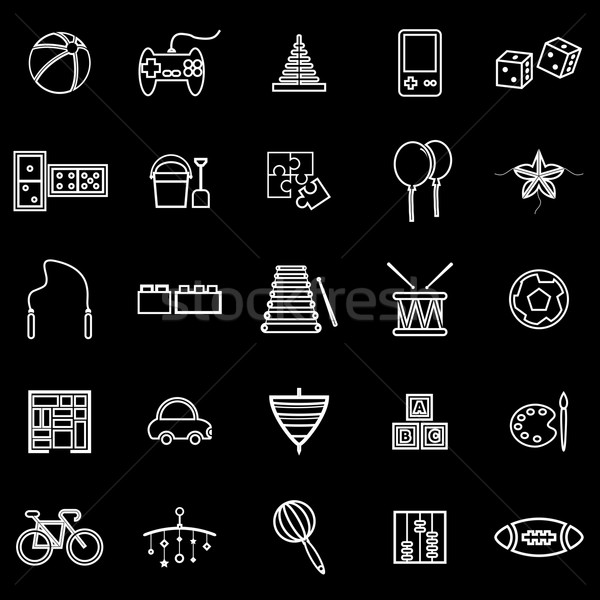 Toy line icons on black background Stock photo © punsayaporn