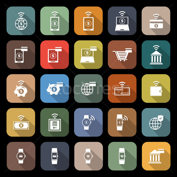 Fintech flat icons with long shadow Stock photo © punsayaporn