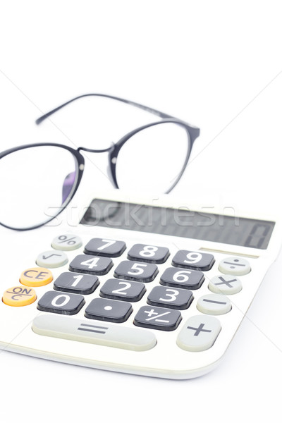 Сток-фото: калькулятор · очки · изолированный · белый · складе · фото