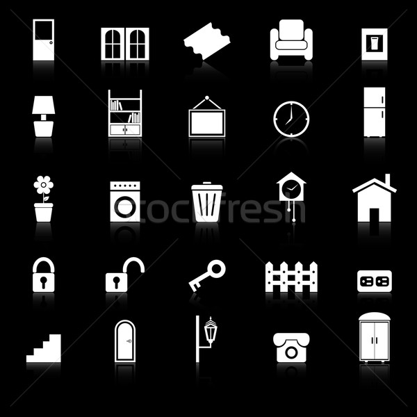 дома иконки черный складе вектора домой Сток-фото © punsayaporn