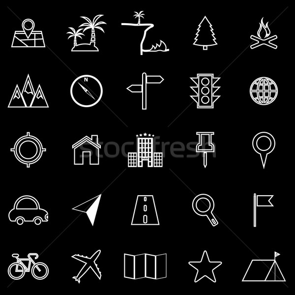 Ubicación línea iconos negro stock vector Foto stock © punsayaporn