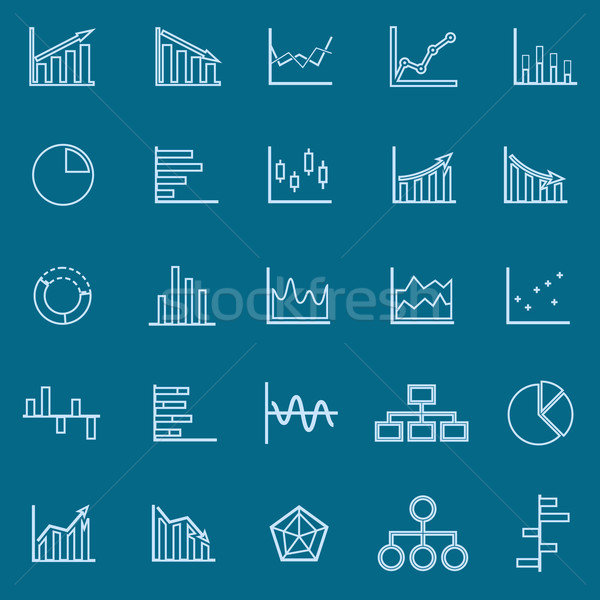 Graph line color icons on blue background Stock photo © punsayaporn