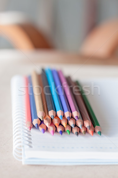 Colorido lápis giz de cera spiralis caderno estoque Foto stock © punsayaporn