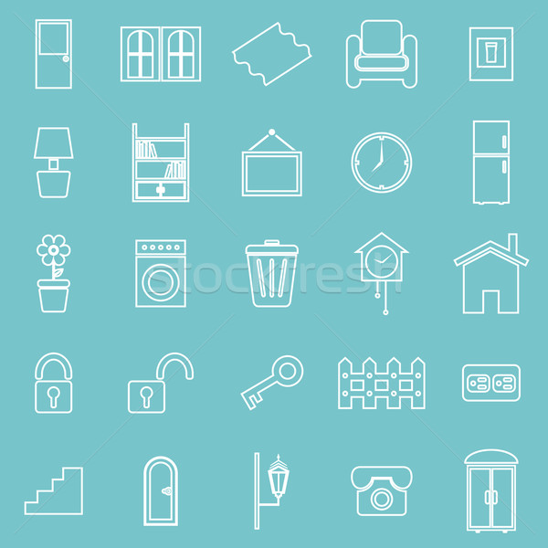 House related line icons on blue background Stock photo © punsayaporn