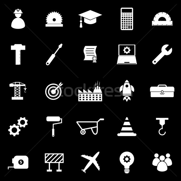 инженерных иконки черный складе вектора промышленности Сток-фото © punsayaporn