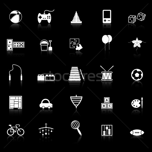 Toy icons with reflect on black background Stock photo © punsayaporn