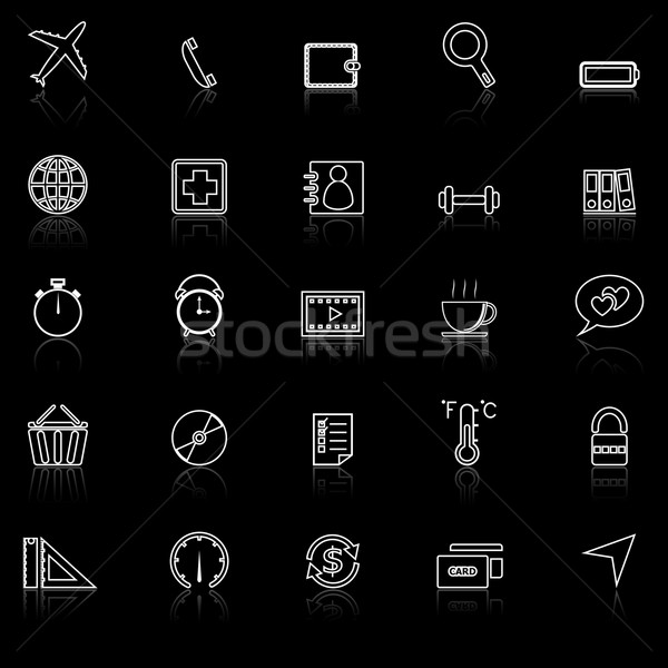 Application line icons with reflect on black.Set 2 Stock photo © punsayaporn