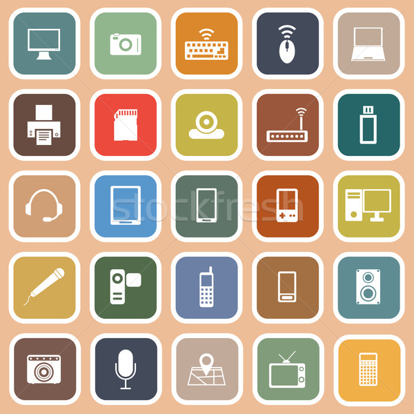 Gadget flat icons on orange background Stock photo © punsayaporn