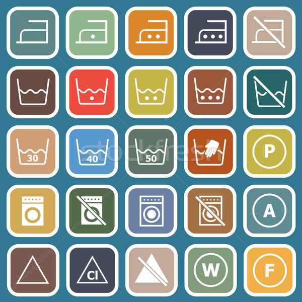 Stock photo: Laundry flat icons on blue background