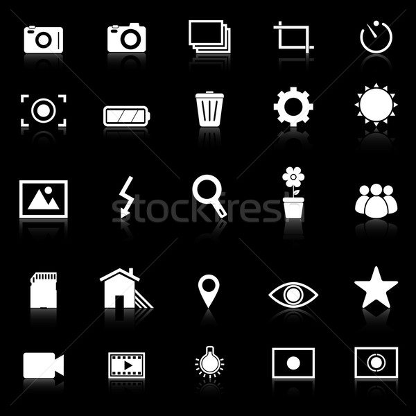 Photography icons with reflect on black background Stock photo © punsayaporn