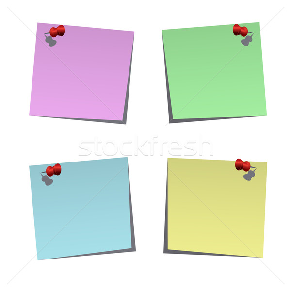 Set of blank post-it notes with push pins Stock photo © punsayaporn