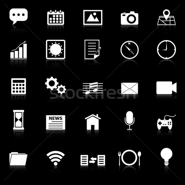 Application icons with reflect on black background Stock photo © punsayaporn