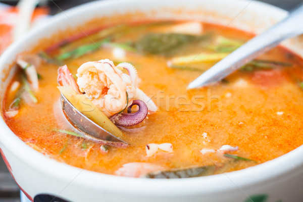 Thai spicy soup with seafood Stock photo © punsayaporn