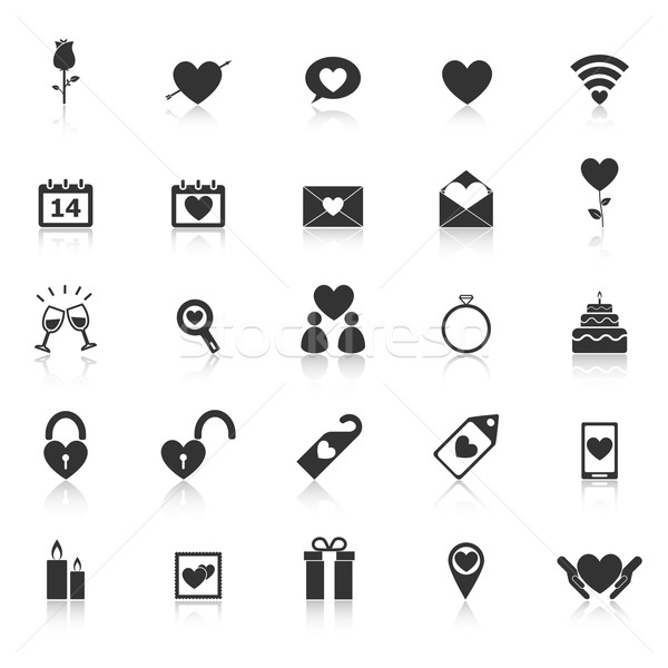 Valentine's day icons with reflect on white background Stock photo © punsayaporn