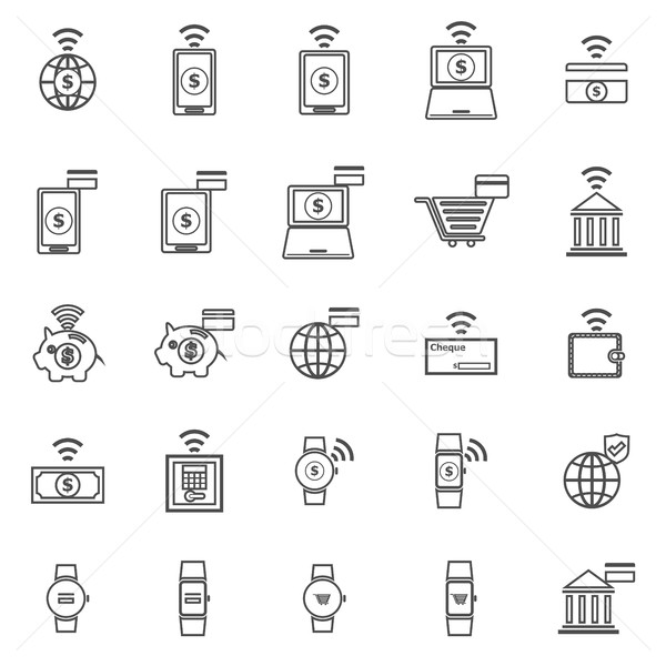 Fintech line icons on white background Stock photo © punsayaporn