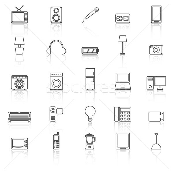 Electrical machine line icons with reflect Stock photo © punsayaporn