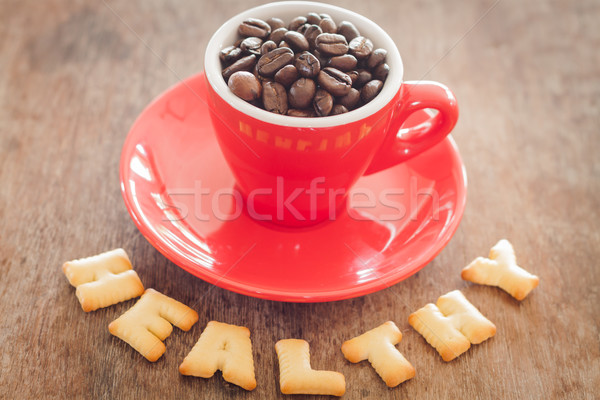 Gezonde alfabet biscuit Rood koffiekopje voorraad Stockfoto © punsayaporn