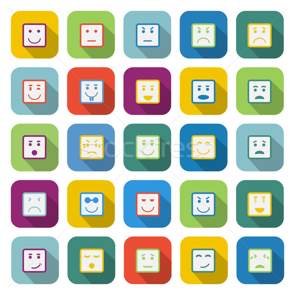 Stock photo: Square face color icons with long shadow