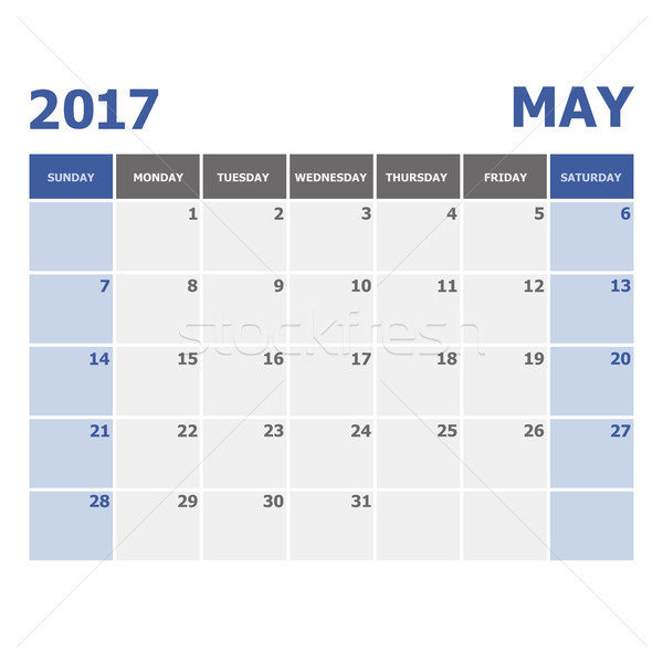2017 May calendar week starts on Sunday Stock photo © punsayaporn