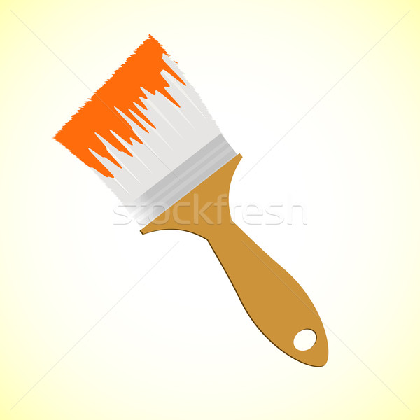 Orange paint brush on yellow smooth background Stock photo © punsayaporn