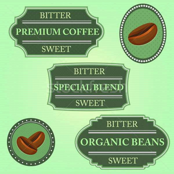 Zestaw gorzki słodkie kawy zielone odznakę Zdjęcia stock © punsayaporn