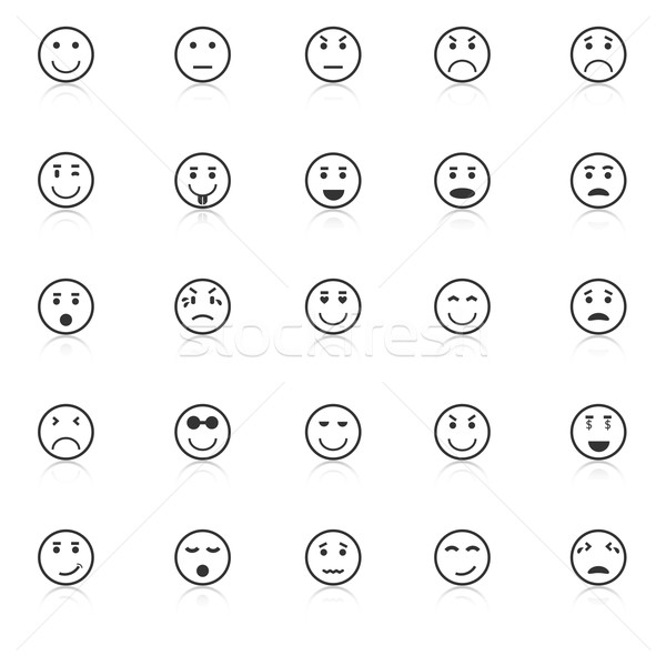 Stock photo: Circle face icons with reflect on white background