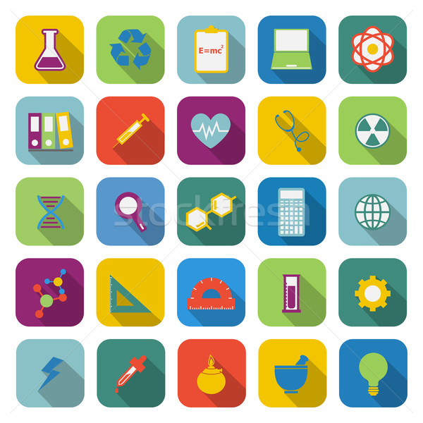 Science color icons with long shadow Stock photo © punsayaporn