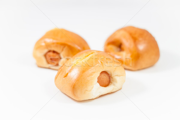 Closeup sausage roll isolated on white background Stock photo © punsayaporn