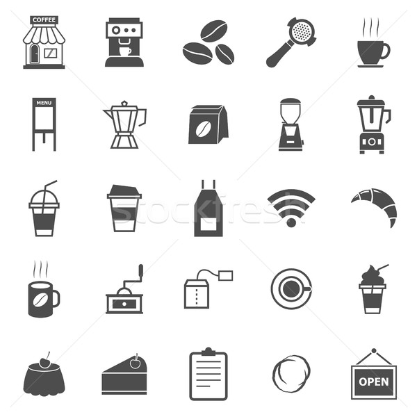 Foto stock: Cafetería · iconos · blanco · stock · vector · alimentos