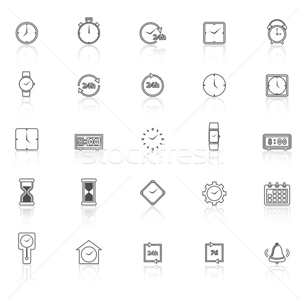 Stock photo: Time line icons with reflect on white background