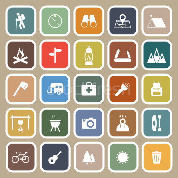 Trekking flat icons on brown background Stock photo © punsayaporn