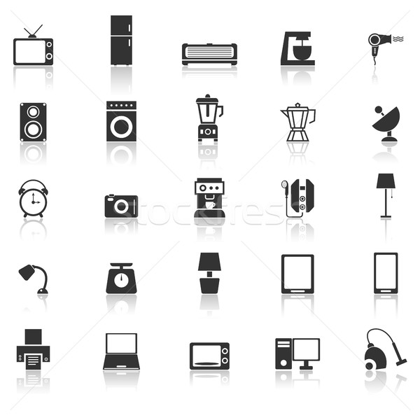 Household icons with reflect on white background Stock photo © punsayaporn