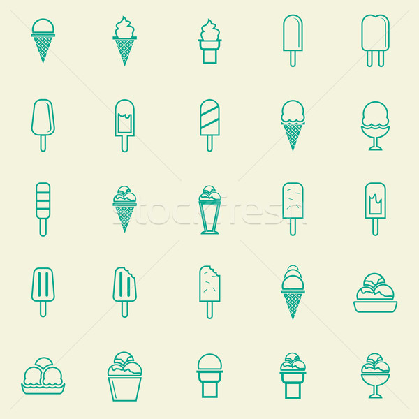 Ice cream line color icons on yellow background Stock photo © punsayaporn