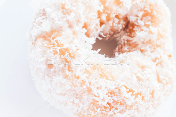 Stuk vanille kokosnoot donut omhoog sluiten Stockfoto © punsayaporn