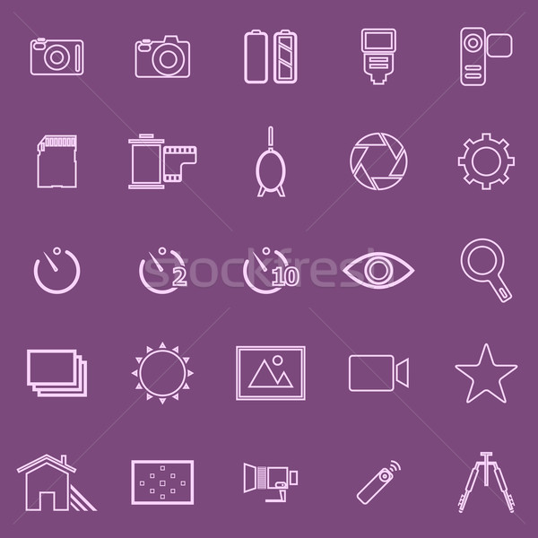Camera line icons on violet background Stock photo © punsayaporn