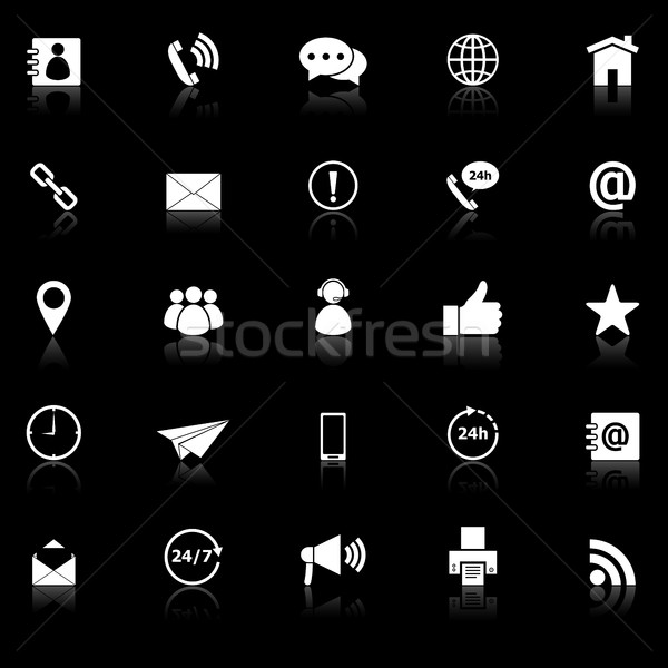 Contact us icons with reflect on black background Stock photo © punsayaporn