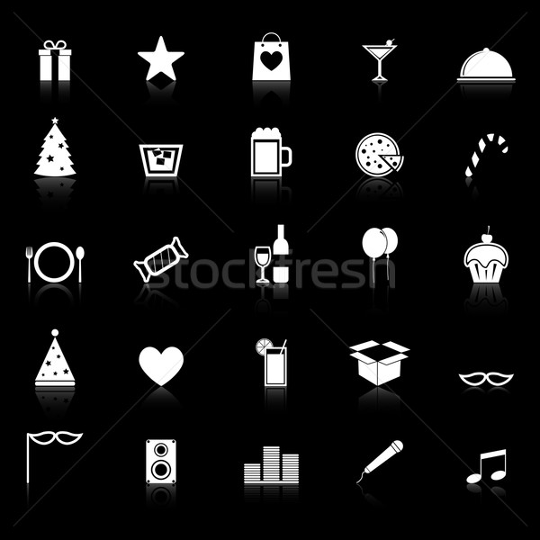 Party icons with reflect on black background Stock photo © punsayaporn