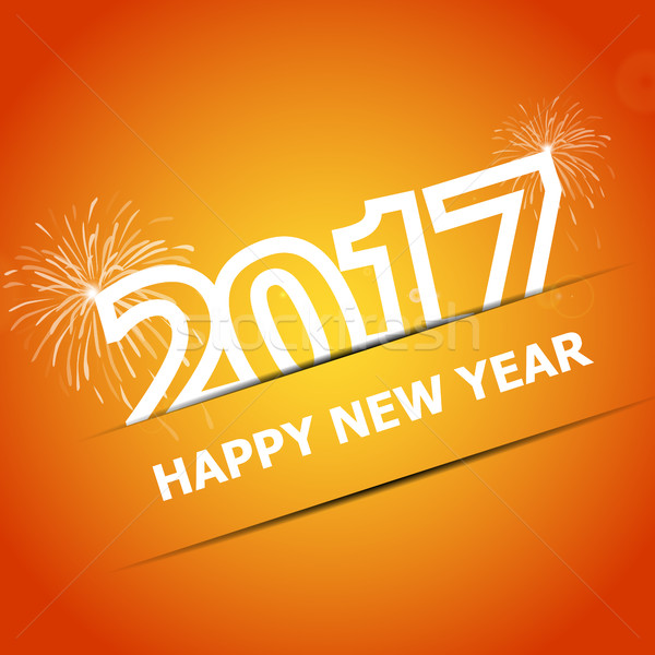 Stock photo: 2017 Happy New Year on orange background