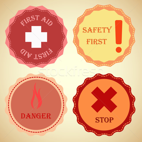 Retro badge collection of warning Stock photo © punsayaporn