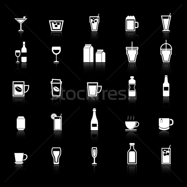 Foto stock: Beber · ícones · preto · estoque · vetor · água