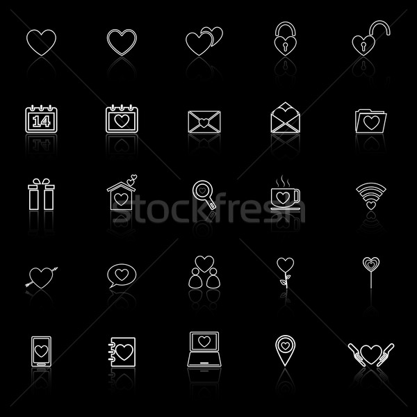 Love line icons with reflect on black background Stock photo © punsayaporn