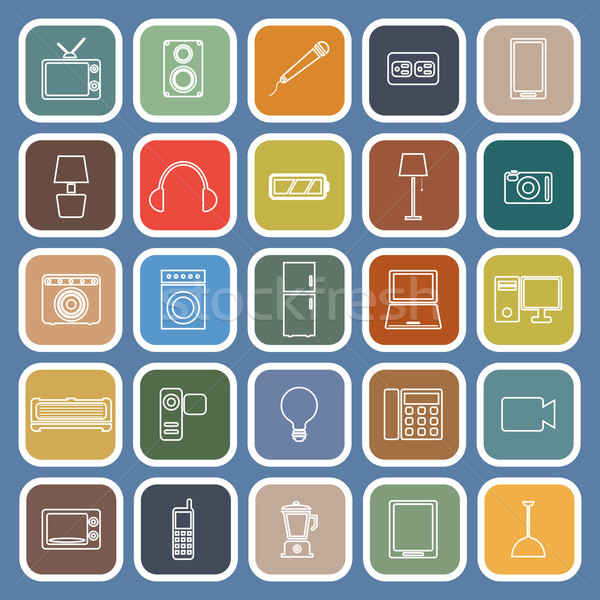 Electrical machine line flat icons on blue background Stock photo © punsayaporn