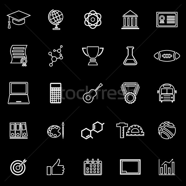 College line icons on black background Stock photo © punsayaporn