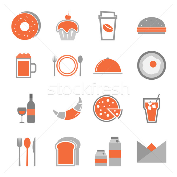 Food orange icons set on white background Stock photo © punsayaporn