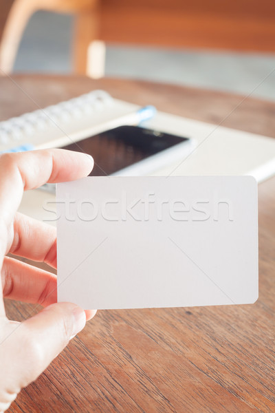 Nő tart névjegyek stock fotó üzlet Stock fotó © punsayaporn