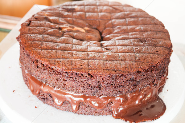 Chiffon chocolate cake filled with chocolate fillings  Stock photo © punsayaporn