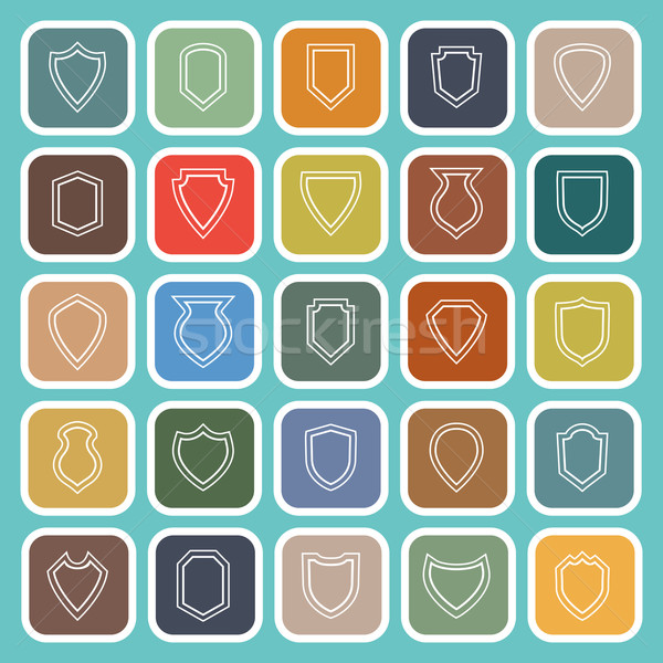 Shield line flat icons on blue background Stock photo © punsayaporn